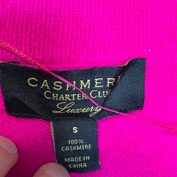 Charter Club 100% Cashmere Hot Pink Fuchsia Open Front Cardigan - Picture 2 of 4